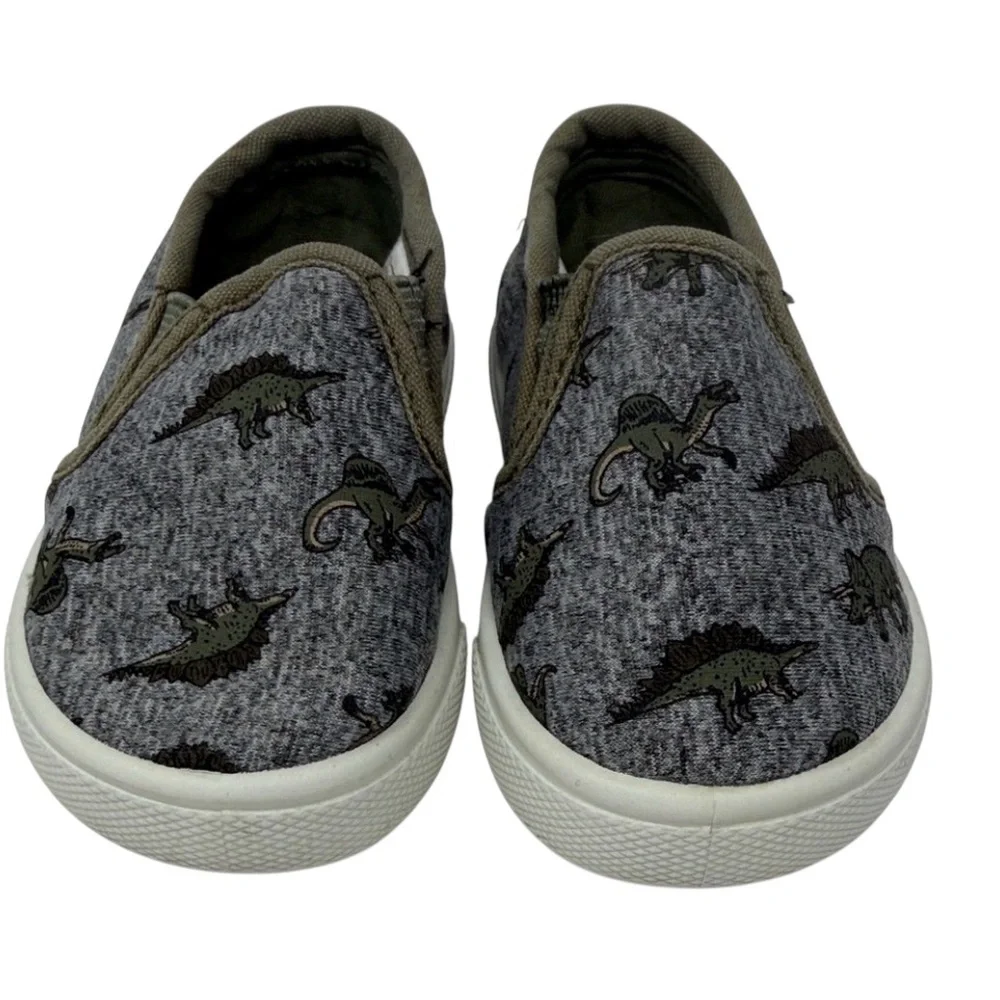 Carters Kids Dinosaur Canvas  Slip-On Skate Deck Shoes - Size 4